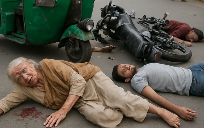 बाइक और ई-रिक्शा की भिड़ंत के बाद रिक्शा पलटा, बुजुर्ग महिला की दबकर मौत