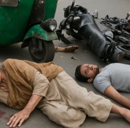 बाइक और ई-रिक्शा की भिड़ंत के बाद रिक्शा पलटा, बुजुर्ग महिला की दबकर मौत