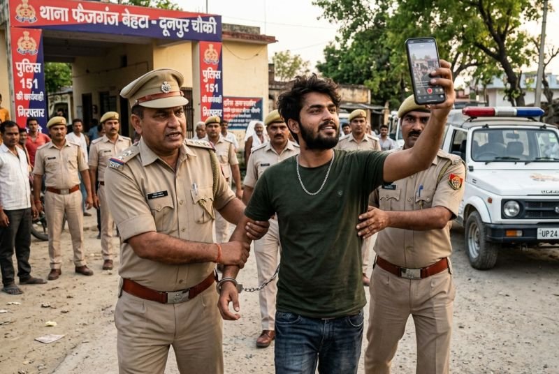 पुलिस का खौफ खत्म या 'बेअंदाजी'....ये तो अपनी गिरफ्तारी की भी बना रहा रील
