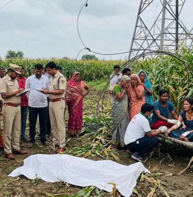 मक्का की फसल तोड़ रहे थे चाचा-भतीजी...मौत बनकर गिरा हाईटेंशन लाइन का तार, चाचा की मौत